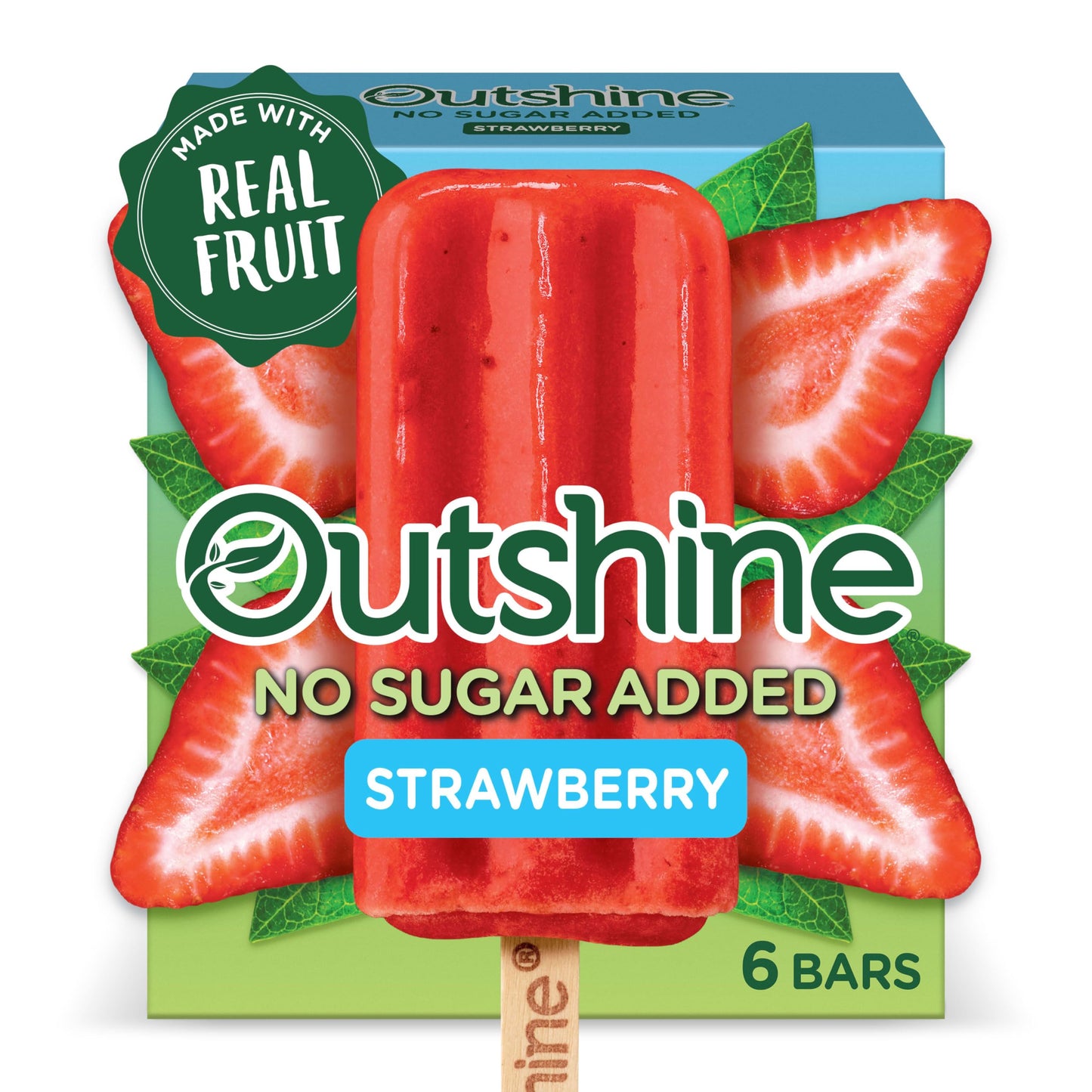 Outshine No Sugar Added Strawberry Fruit Ice Bars, 14.7 Fl Oz (Frozen)