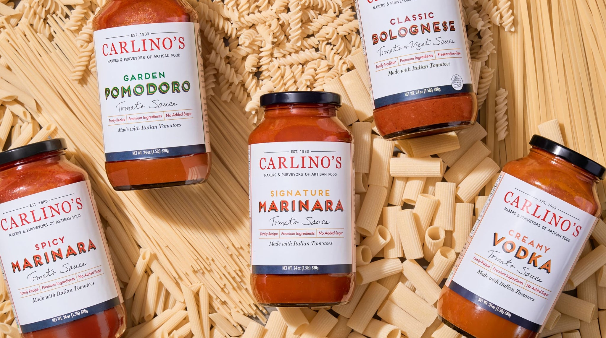 Carlino's Signature Spicy Marinara Sauce | Made with All-Natural Ingredients | Preservative Free | Vegan, Gluten Free, Low Sodium, Small Batch, 24 Fl