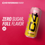 C4 Performance Energy Drink | Strawberry Blast | Zero Sugar Carbonated Preworkout Energy | 200mg Caffeine with Beta Alanine | 16 Fl Oz (12 Pack)