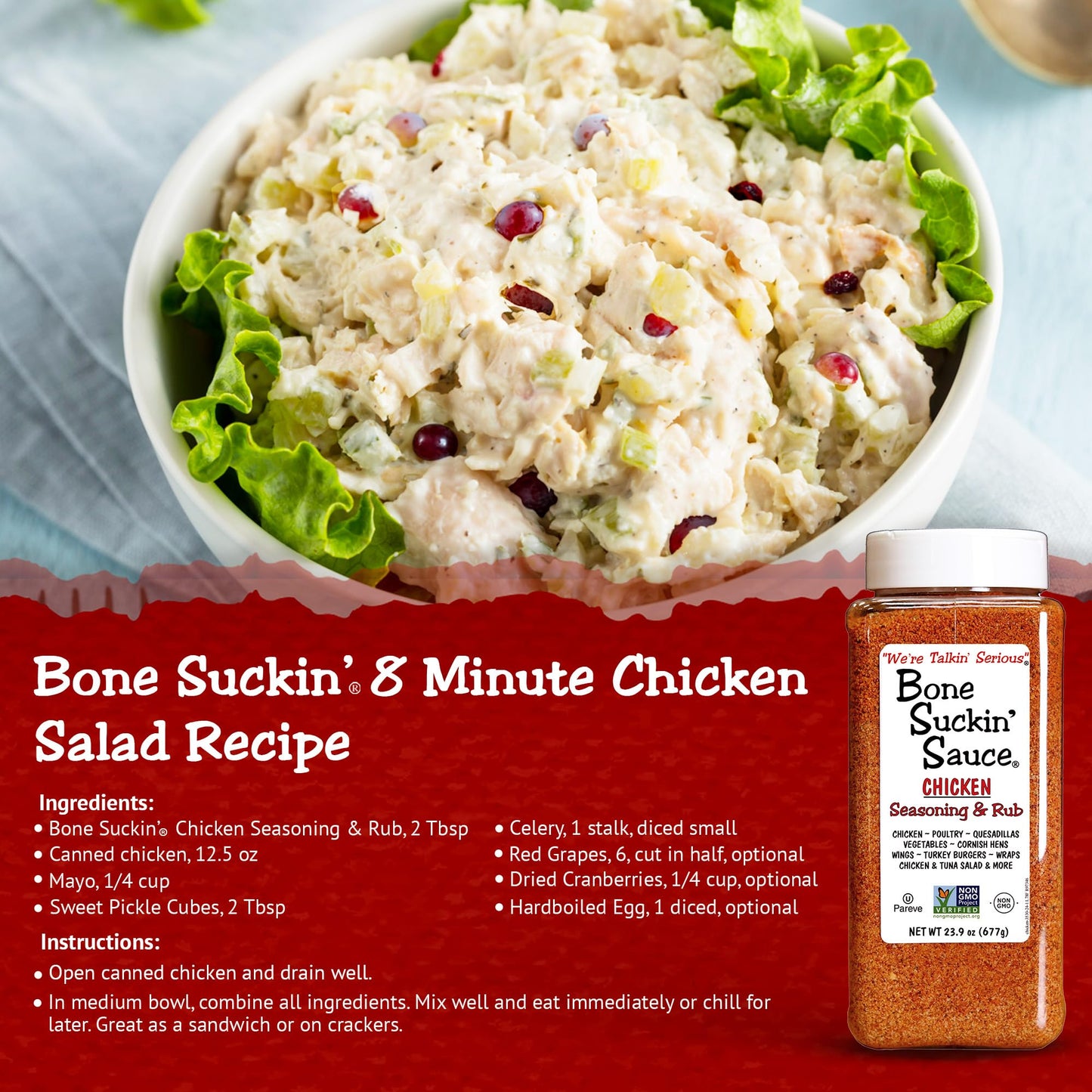 Bone Suckin' Chicken Seasoning & Rub - 23.9oz - with Garlic & Sage - Non-GMO, Gluten-Free, Fat-Free, Kosher, Pareve, No MSG!