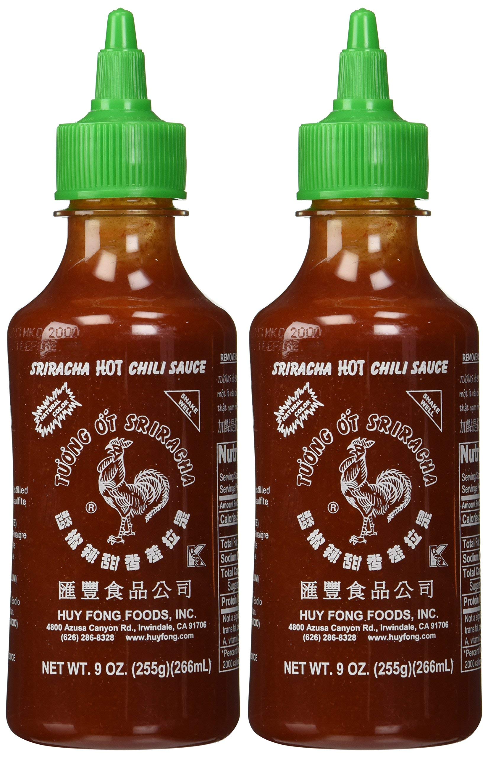 Huy Fong, Sriracha Hot Chili Sauce, 9 Ounce Bottle (2 Pack) Pack of 8