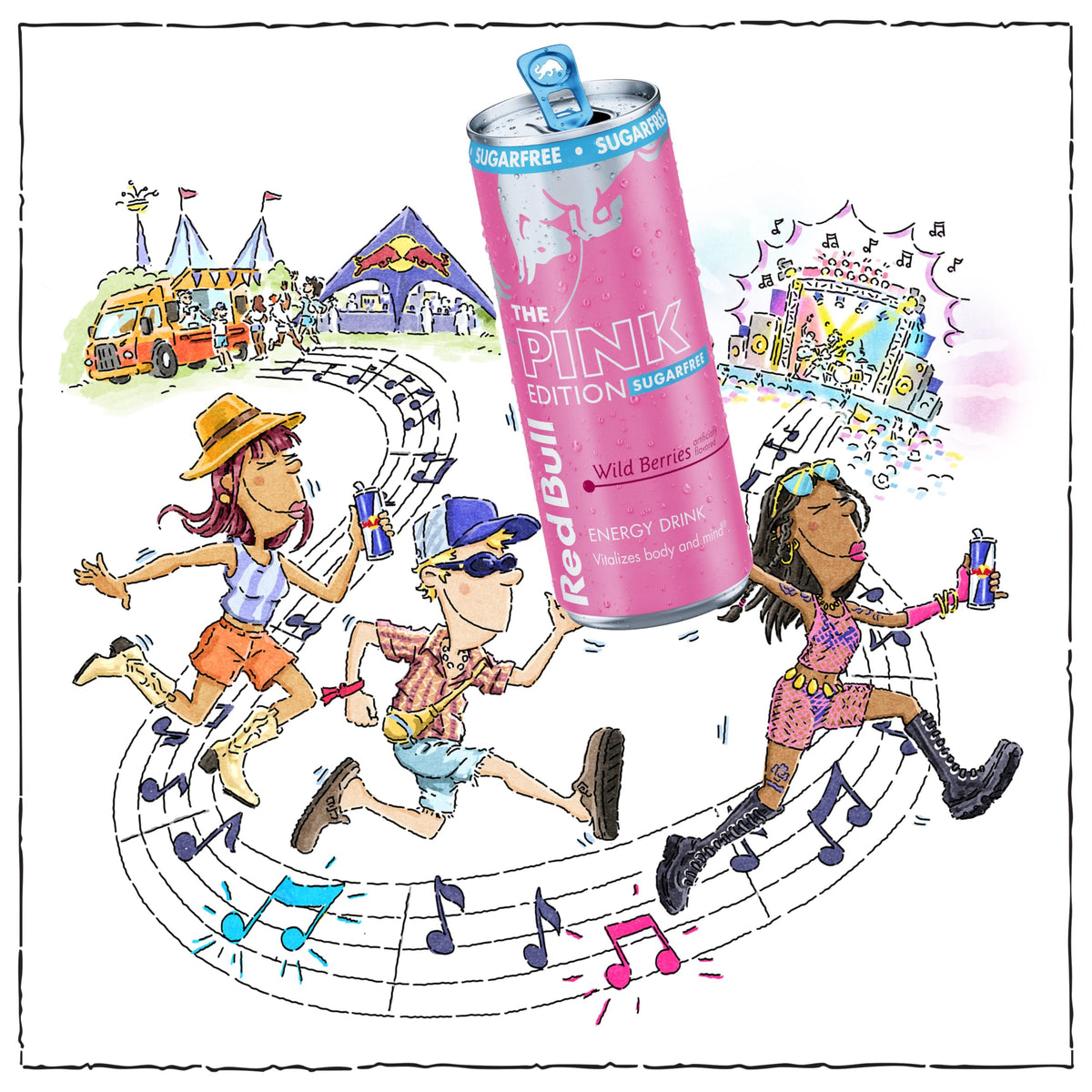 Red Bull Sugarfree Energy Drink, Wild Berries, Pink Edition