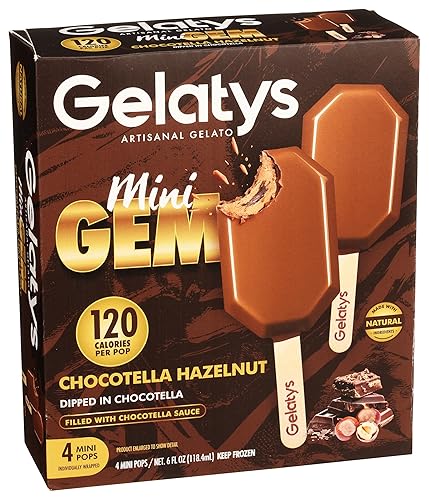 Gelatys Frozen Bars Gems Mini Gelato Chocolate Hazelnut, 6 Fl Oz