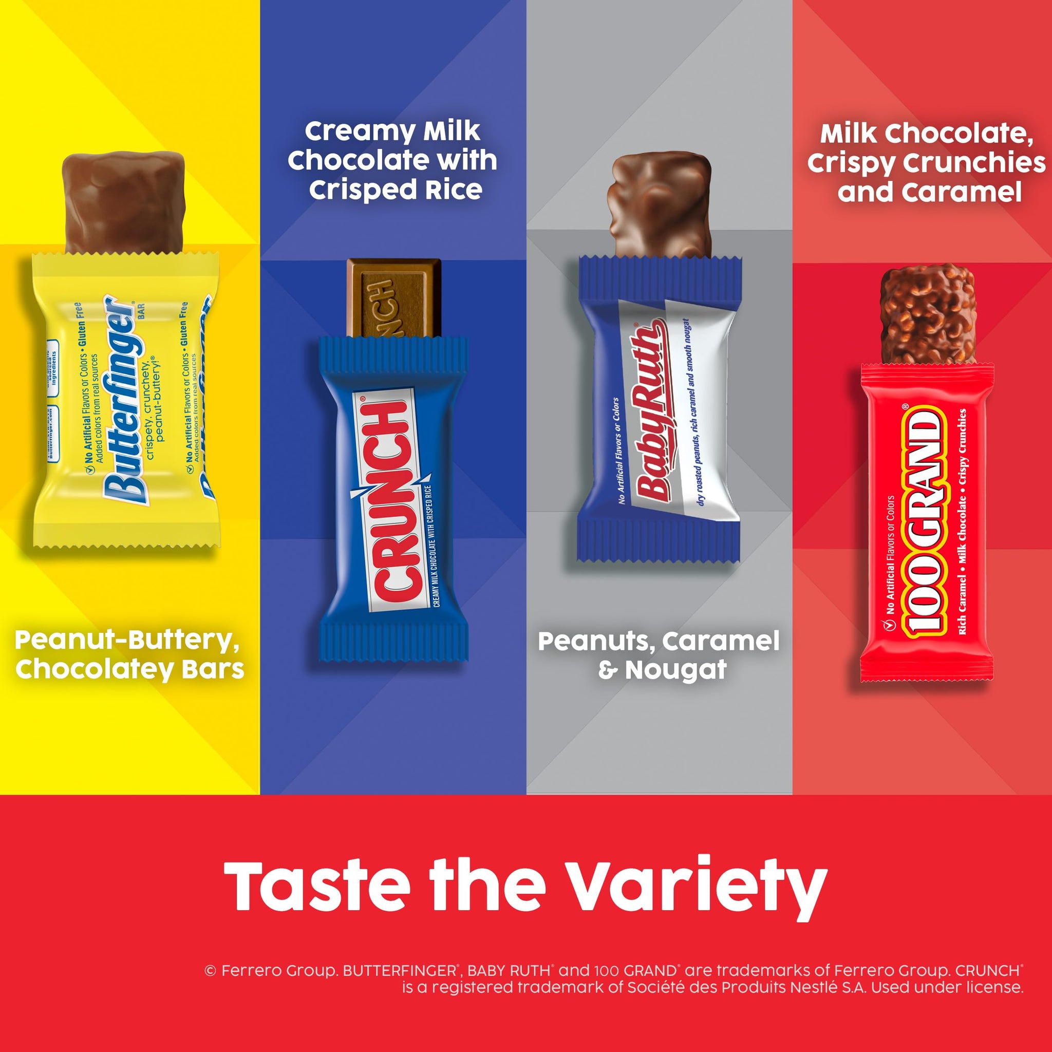 Assorted Butterfinger, Crunch, and Baby Ruth Mini Chocolates, 135 count Party Pack, 55.3 oz