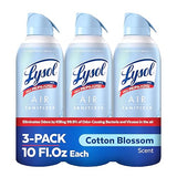 Lysol Air Sanitizer with Bacterial Odor Eliminator for Home & Office, Air Freshener Alternative, Cotton Blossom Scent, 10 oz (Pack of 3)