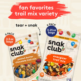Snak Club Trail Mix Variety Pack, Grab-n-Run Protein Snack Packs, Includes Energizer and Peanut Butter Chocolate Trail Mix, Sweet and Salty Snacks, 12