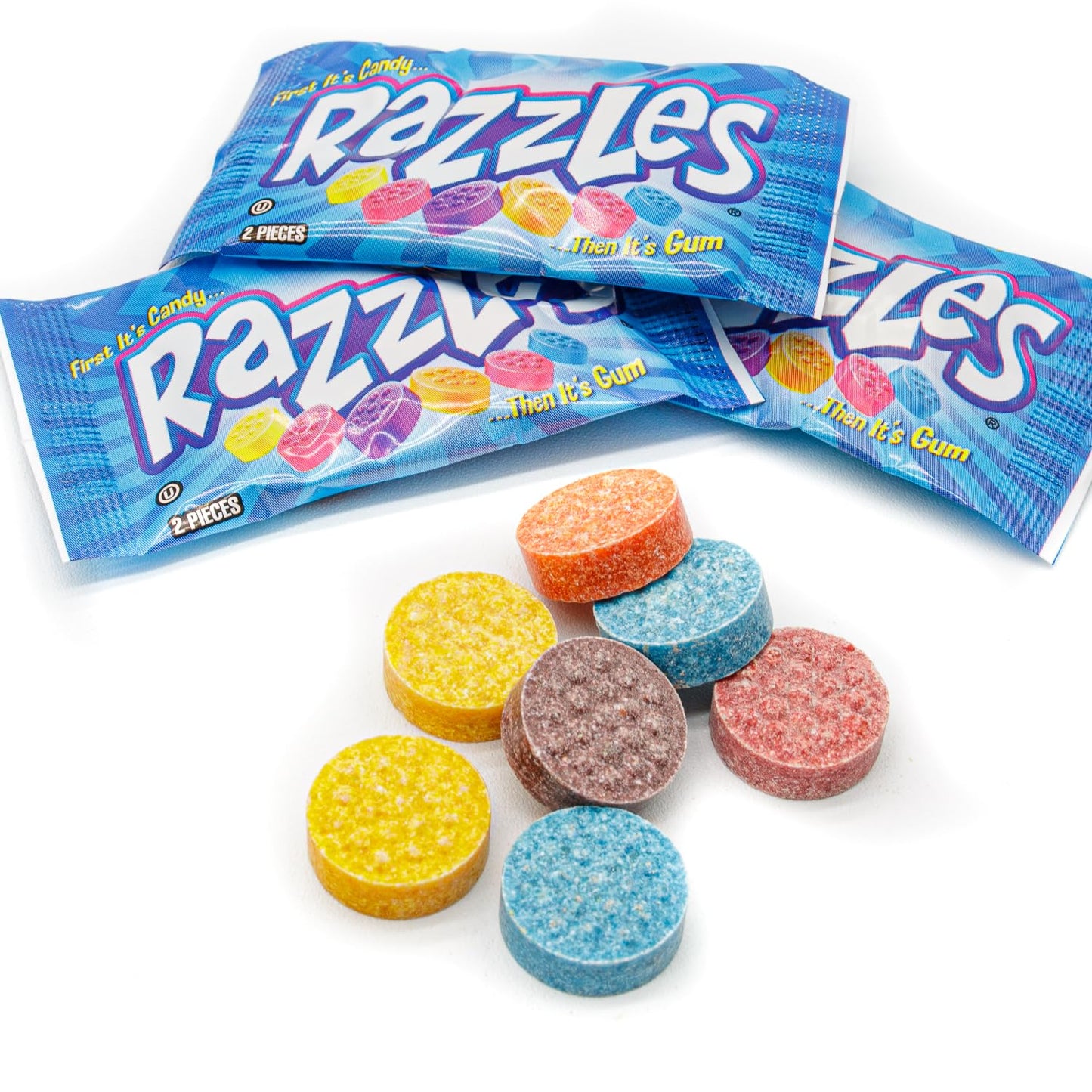Razzles Candy Gum Original 80 Packs - Bulk Candy in Resealable Bag, 5 Assorted Fruit Flavors, Individually Wrapped for Freshness, Soft & Chewy