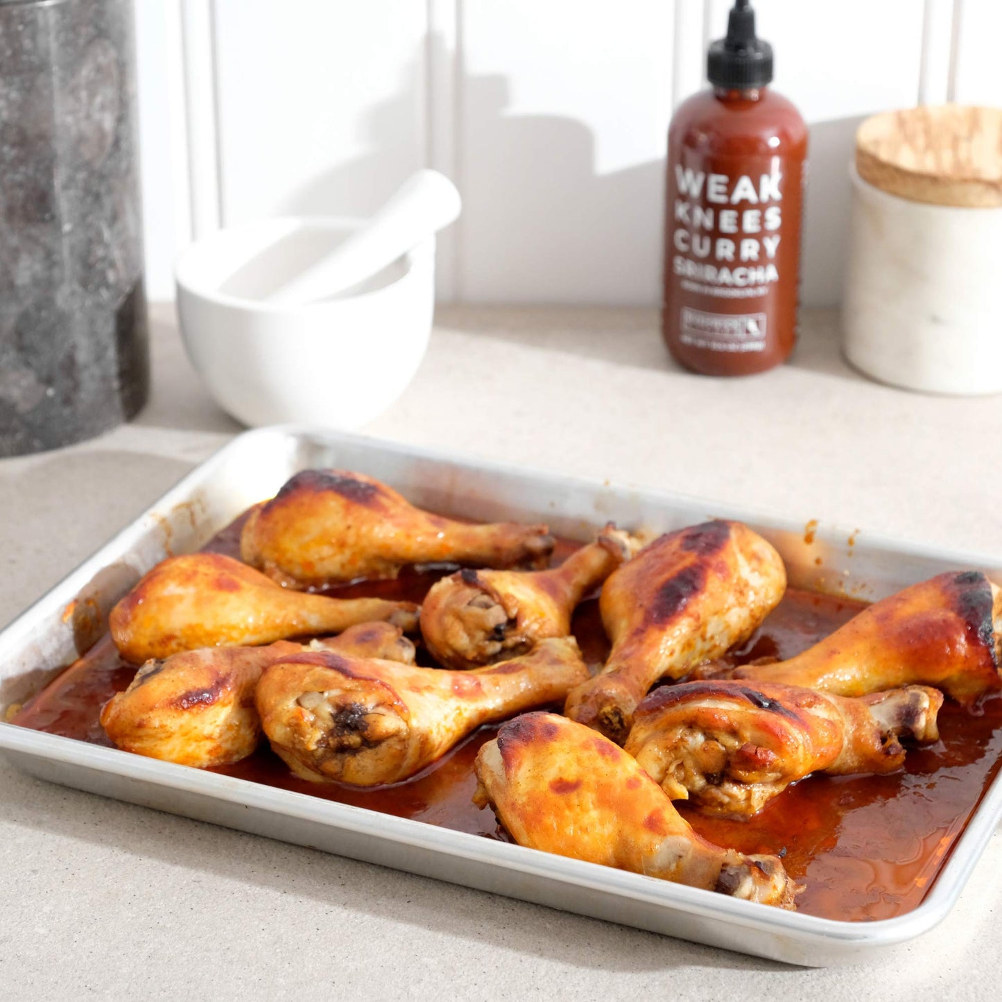 Weak Knees Curry Sriracha Hot Sauce - Infused with Aromatic Curry Spices & Bold Korean Gochujang Paste for Rice, Vegetables & Marinades - Made in