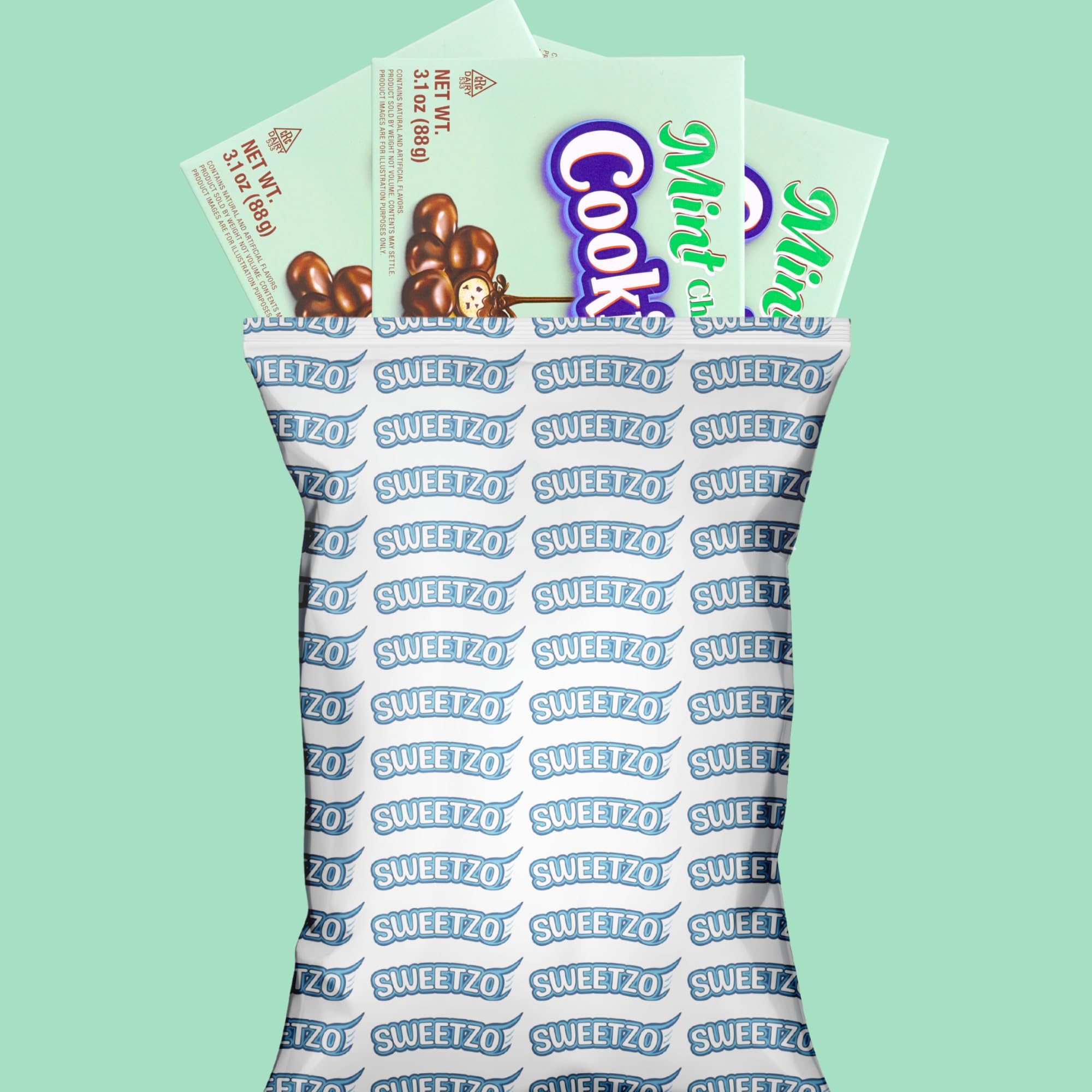 Mint Chocolate Chip Bite Sized Edible Cookie Dough, Creamy Coating, Dessert and Ice Cream Toppers, 3.1 Ounces (Pack of 3)
