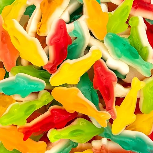 Gummy Sharks | 1-Pound Bag | Dye Free ?andy | Assorted Fruit Gummy Candy | Shark Gummies for Goodie Bags, Gifting & Snacking | Strawberry, Lemon