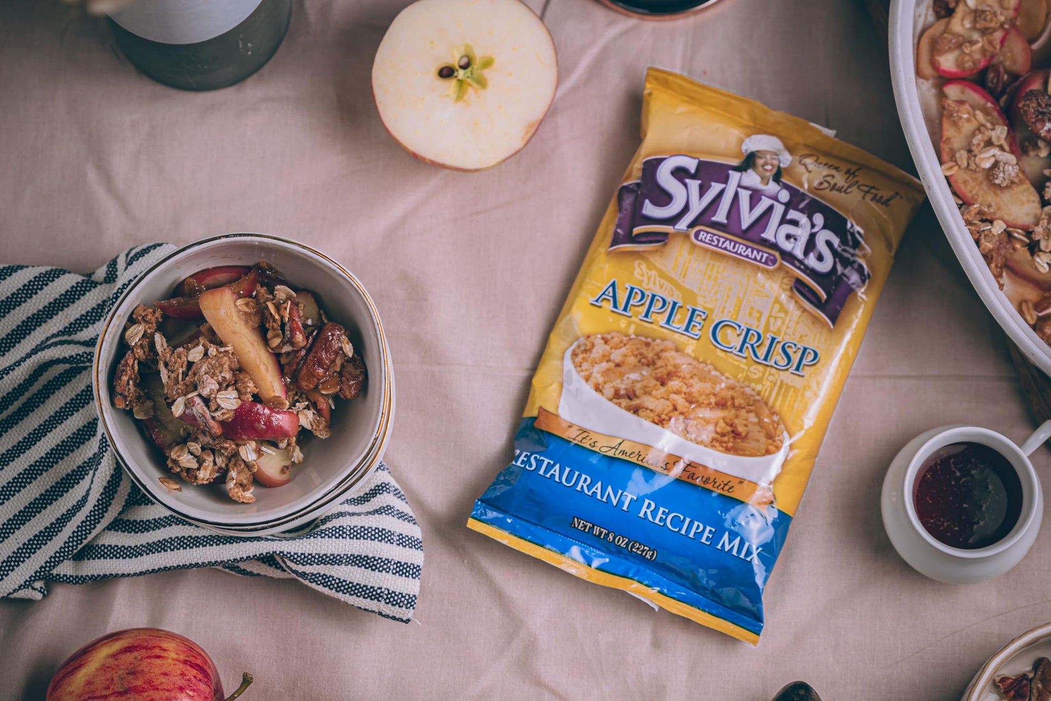 Sylvia's Restaurant Apple Crisp Recipe Mix, Making Desserts as Easy as Apple Pie with Sylvia’s Baking Mix, 8oz bag (Pack of 3)
