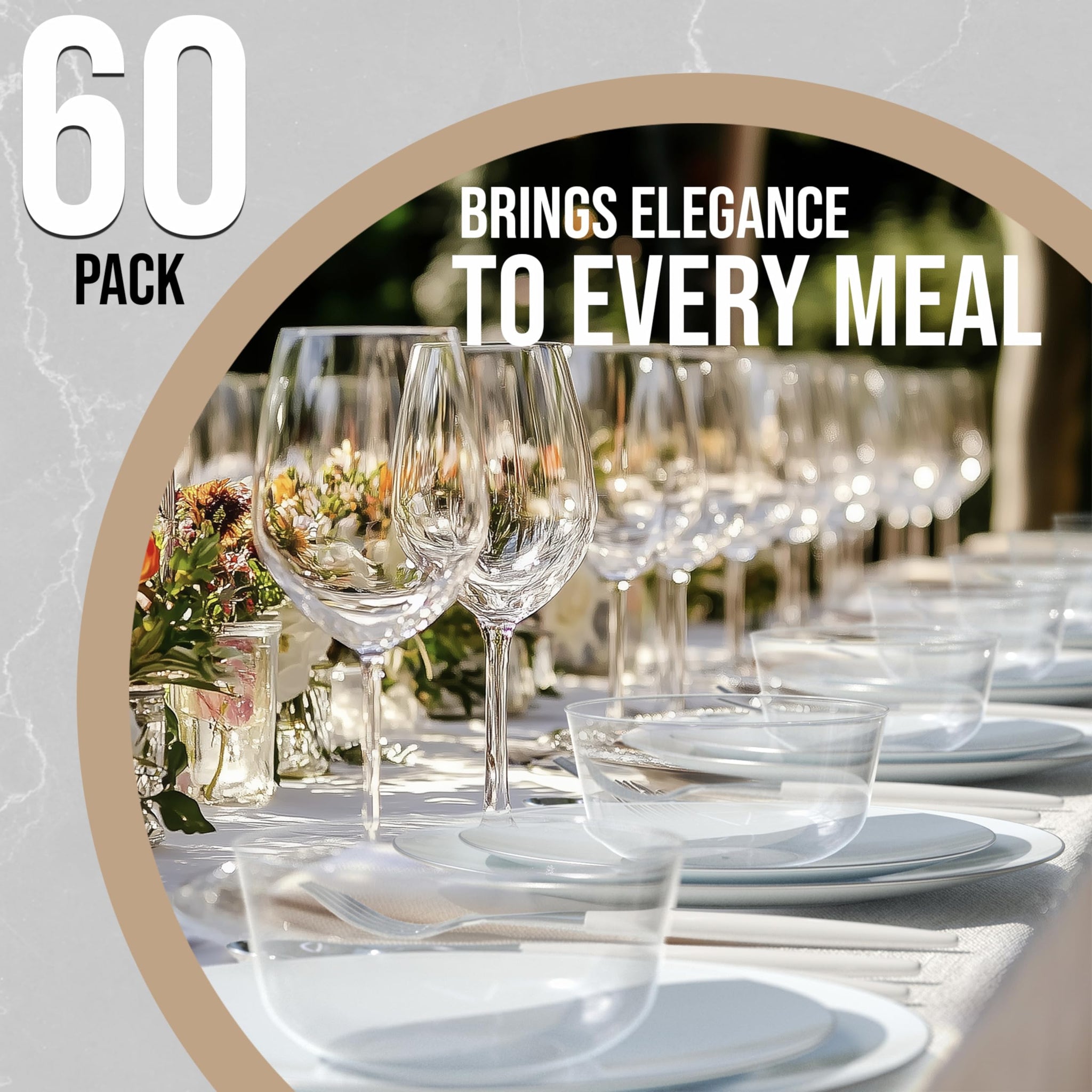 Trendables Clear Plastic Bowls - Disposable - 16 Oz - Large - Heavy Duty - 60 Count - Perfect For Weddings And Parties