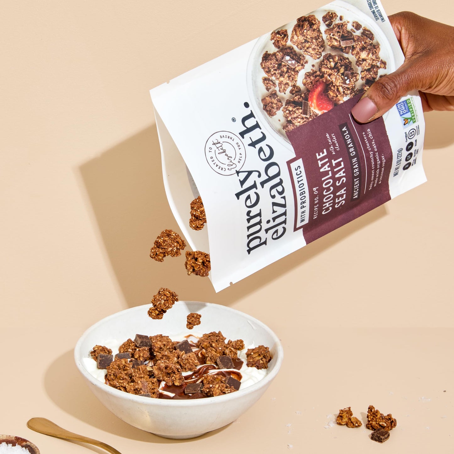 Purely Elizabeth, Chocolate Sea Salt, Ancient Grain Granola with Probiotics, Gluten-Free, 8 Ounce (Pack of 3)