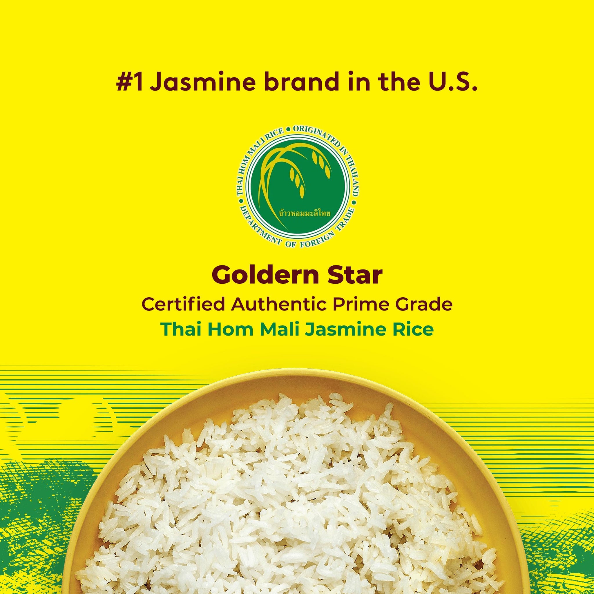 Golden Star Thai Hom Mali White Jasmine Rice - Prime Grade White Rice - 10 lb Bag