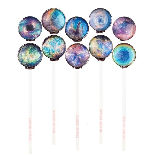 Galaxy Lollipops Nebula Designs, Cherry Flavor, 10 Pieces, Gift Pack, Handcrafted in USA by Sparko Sweets, 2 Pounds