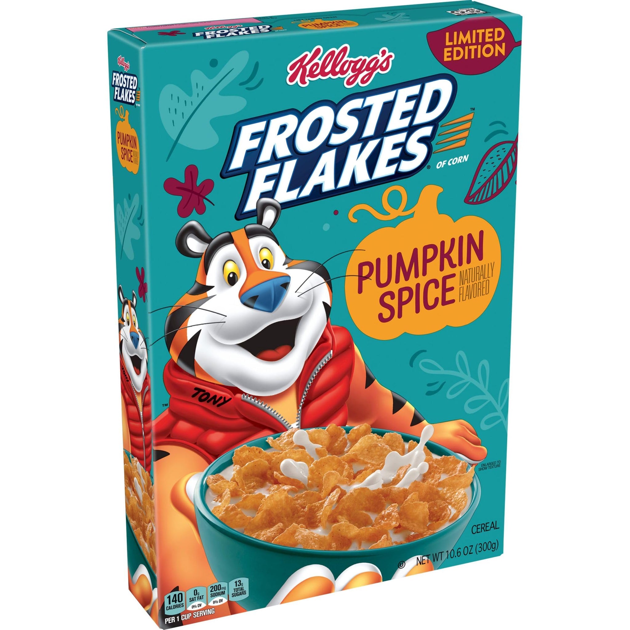 Kellogg's Frosted Flakes Cold Breakfast Cereal, 7 Vitamins and Minerals, Limited Edition, Pumpkin Spice, 10.6oz Box (1 Box)