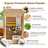 Enzo Organic Stevia Powder 125g (4.4oz / 3125-Servings) - Premium USDA Certified All Natural Alternative-Sweetener 320x Sugar Free Non-GMO 0 Calories Vegan No Aftertaste Kosher