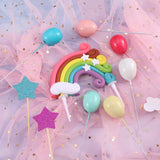 15 Pieces Rainbow Cake Decorations Rainbow Cake Toppers for Birthday Decorations Wedding Party Favors Supplies