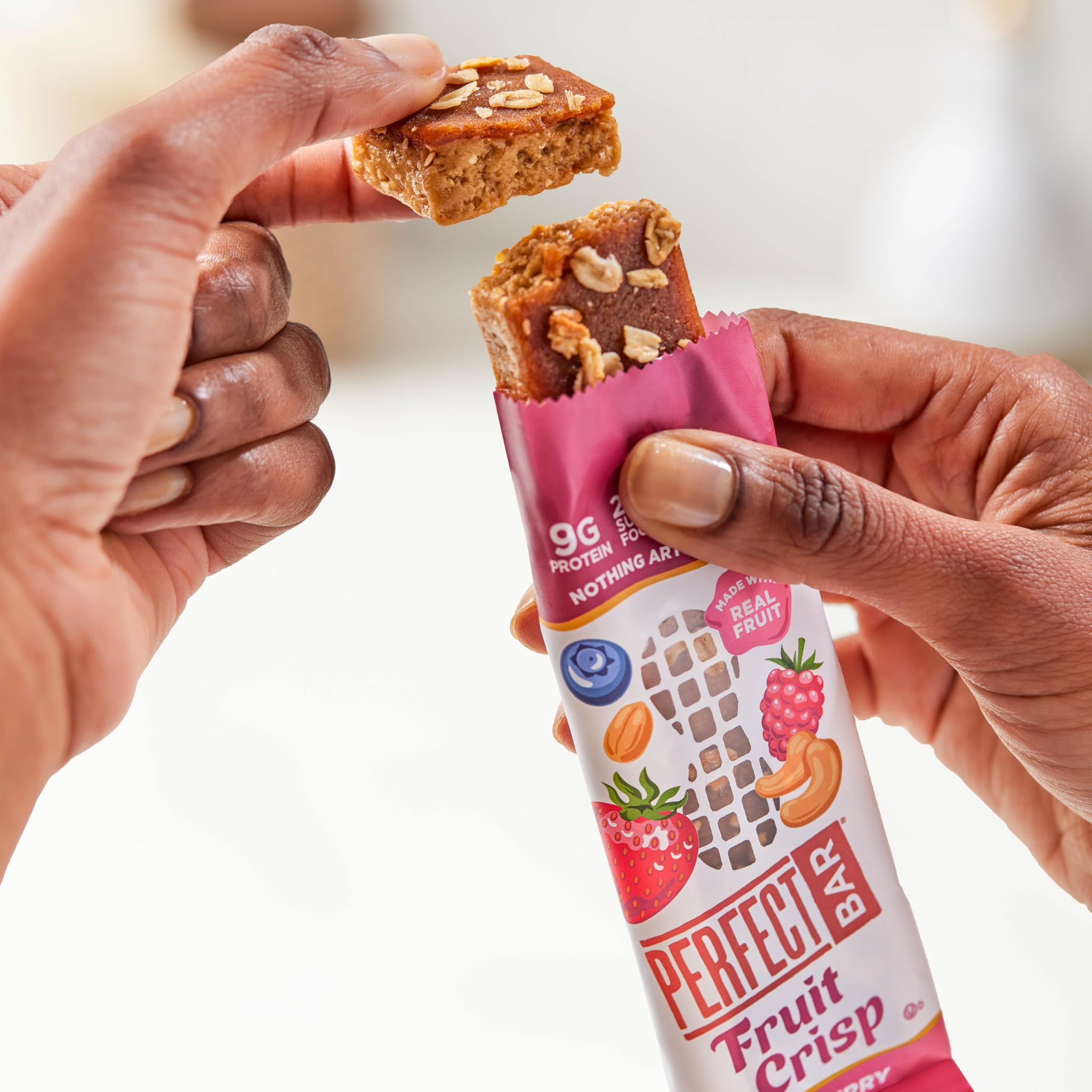 Perfect Bar Protein Bars, Fruit Crisp, Mixed Berry Nut Butter, Gluten Free, Made with Organic Honey, Peanut Butter, Cookie Dough Texture
