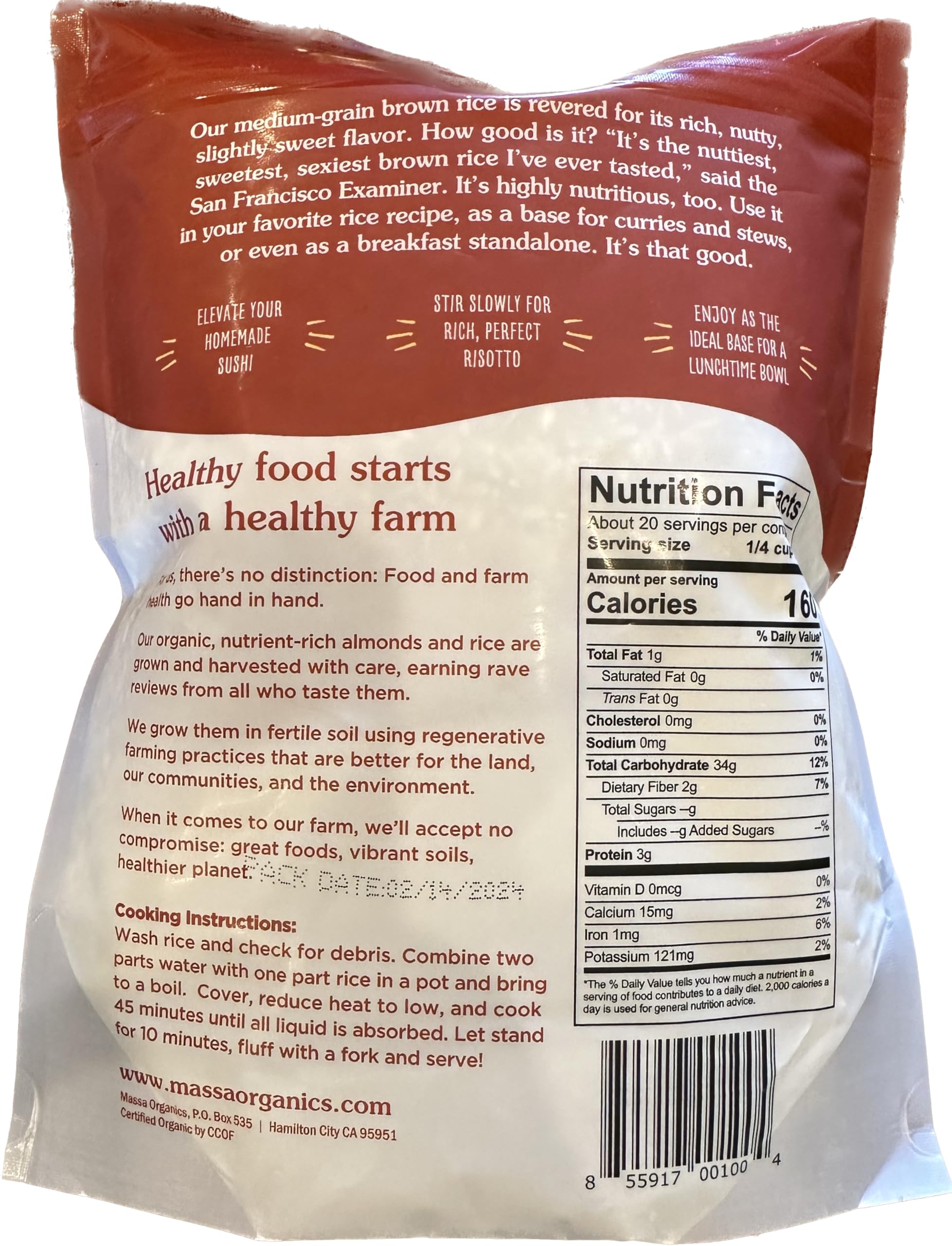 Certified Organic Whole Grain Brown Rice