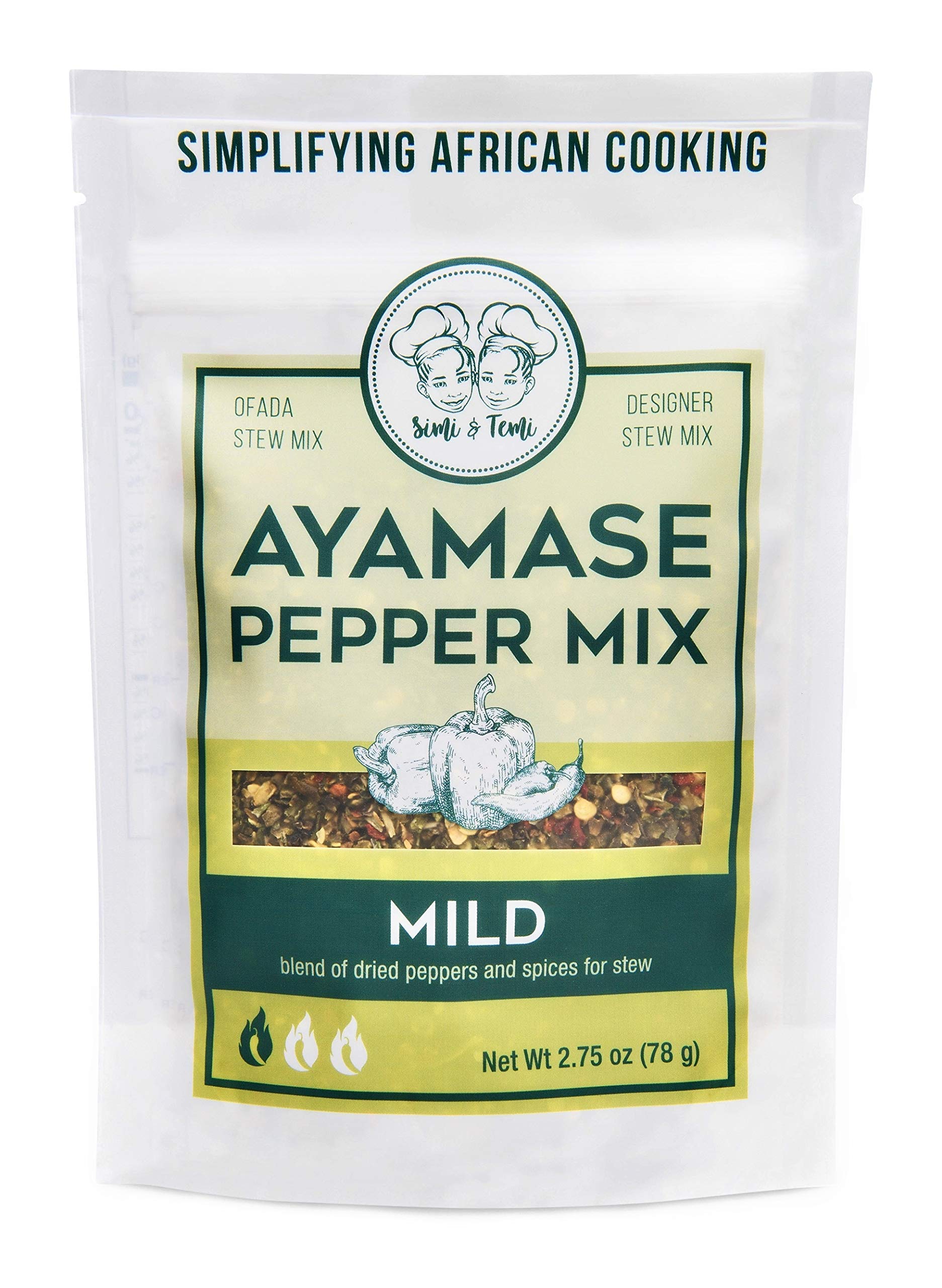 Simi & Temi Ayamase Pepper Mix | Nigerian Stew | No Preservatives| Dried Peppers | 2.75 oz | Mild
