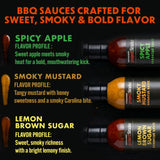 Steven Raichlen's Project Smoke BBQ Sauce Gift Set - 3 Pack Gourmet Barbecue Variety (Spicy Apple, Smoky Mustard, Lemon Brown Sugar) - Premium
