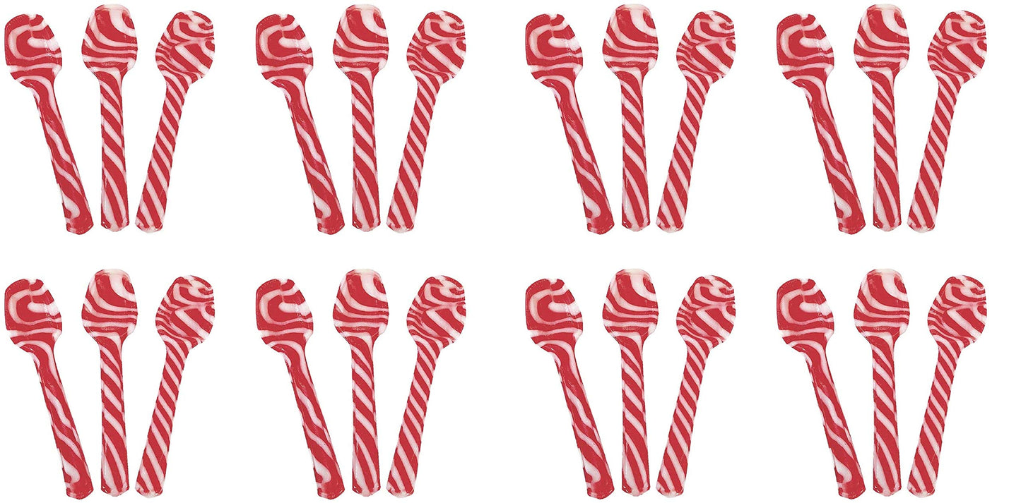 Candy Cane Peppermint Edible Spoons - Hot Chocolate & Coffee - Bulk Children's Christmas Favors, Birthday Goody Bag Fillers, Stocking Stuffers (24)