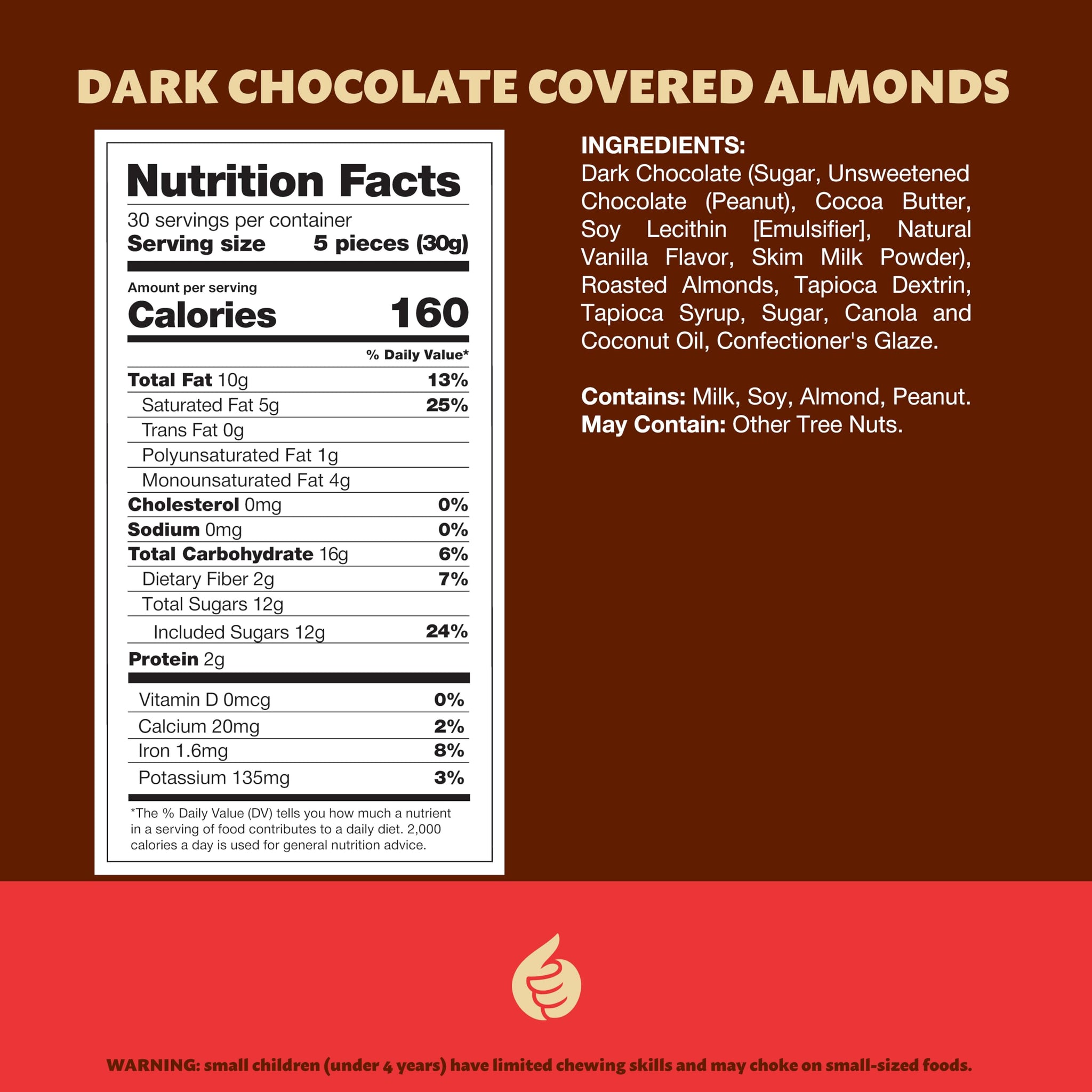 Dark Chocolate Covered Almonds 2-Pound Bag | Bulk Chocolate Covered Nuts | Coated Roasted Almonds for Gifting, Party Favors, Office Candy Jars