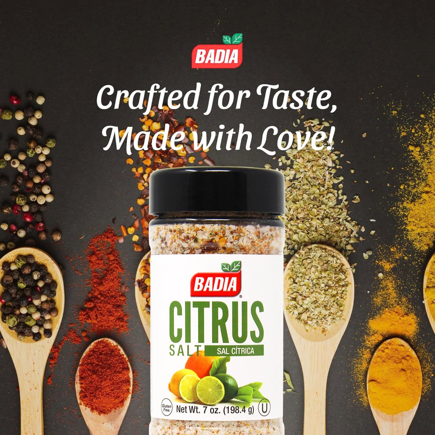 Badia Citrus Salt, 7 oz - Zesty Blend of Sea Salt with Lemon and Orange - Perfect for Seafood, Grilled Vegetables, Poultry and Cocktails