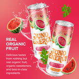 JUNO ENERGY Organic Watermelon Sparkling Energy Drink - Sugar Free, Energizing and Hydrating with 125mg Organic Caffeine from Green Coffee Beans