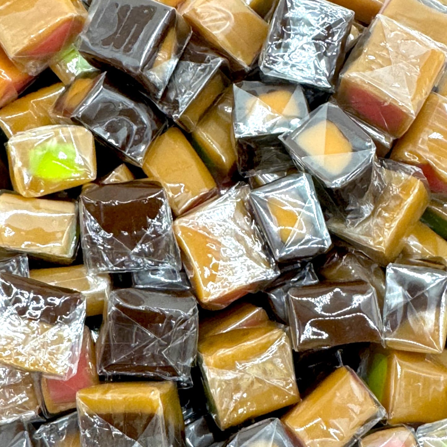 Decadent Caramel Cubes Assorted Flavors-,1.5 lbs Filled Creamy Caramels Apple, Strawberry, Vanilla Chocolate, and Creamy Orange- Individually Wrapped