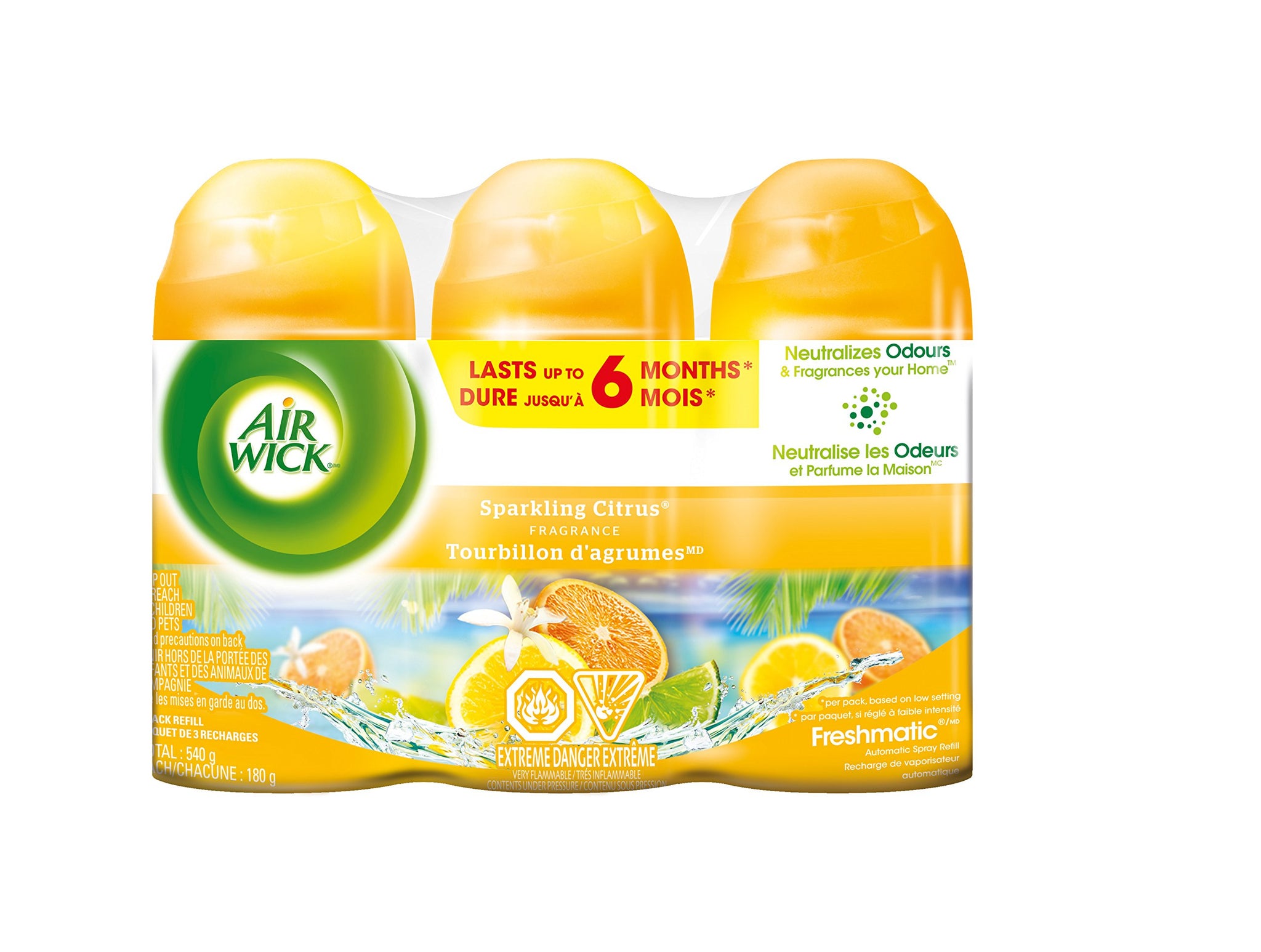 Airwick Freshmatic Automatic Spray Refills, Sparkling Citrus, 3 Refills