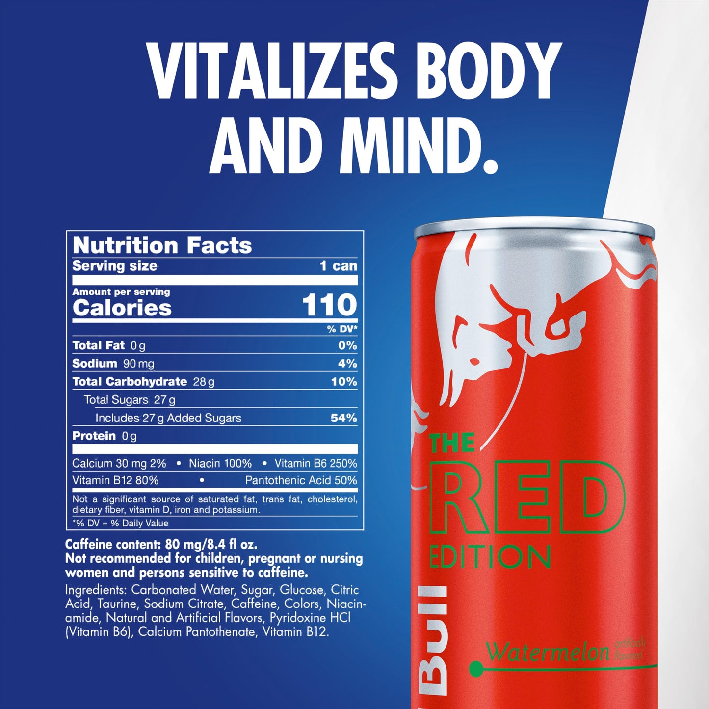 Red Bull Red Edition Watermelon Energy Drink, 8.4 Fl Oz, 24 Cans