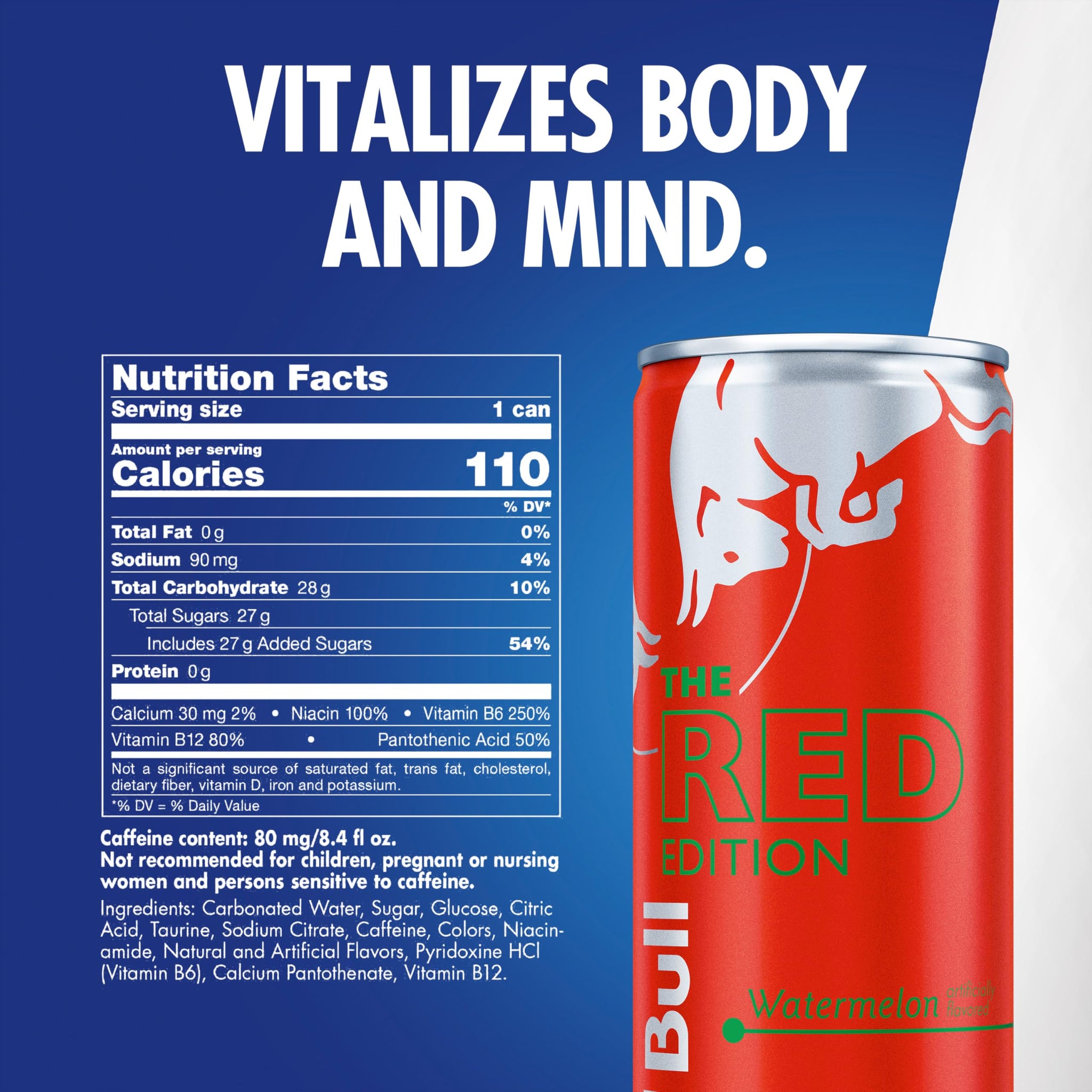 Red Bull Red Edition Watermelon Energy Drink, 8.4 Fl Oz, 24 Cans