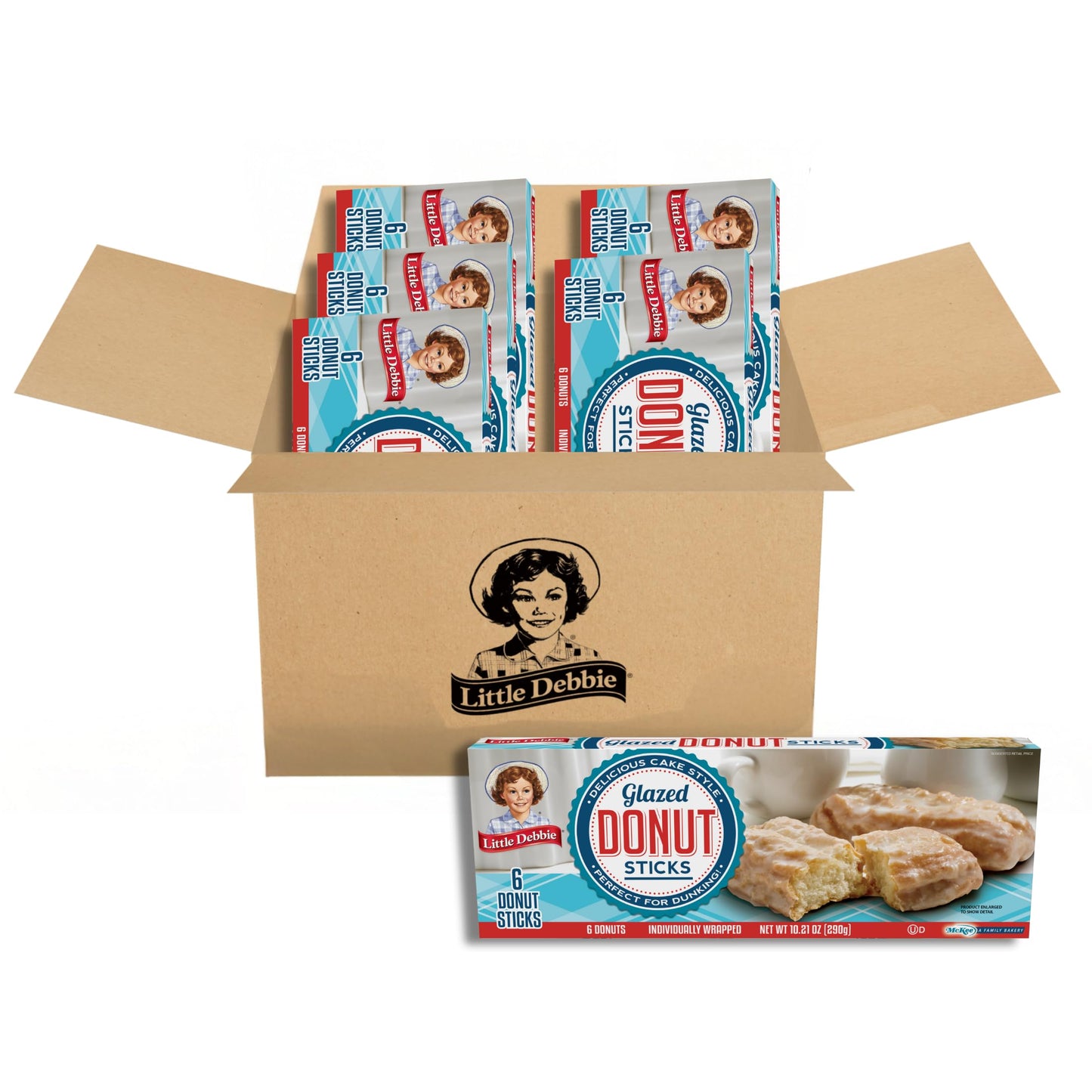 Little Debbie Donut Sticks, 36 Individually Wrapped Donut Sticks (6 Boxes)