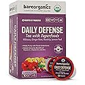 BareOrganics Daily Defence Tea - Organic Tea Pods for Keurig with Superfoods and Probiotics, Green Tea K Cups, 10ct single serve Cups
