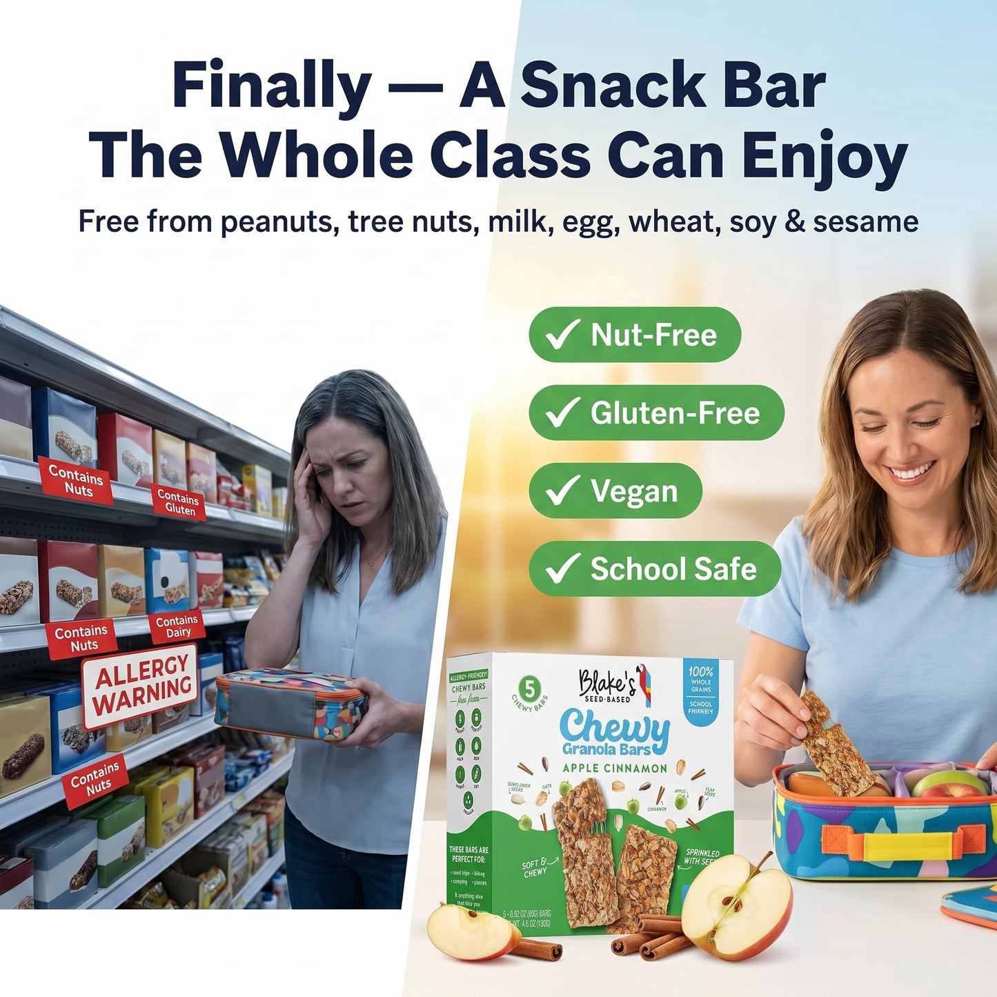[3 Pack] Blake's Seed Based Apple Cinnamon Chewy Granola Bars + Squishy Stress Toy