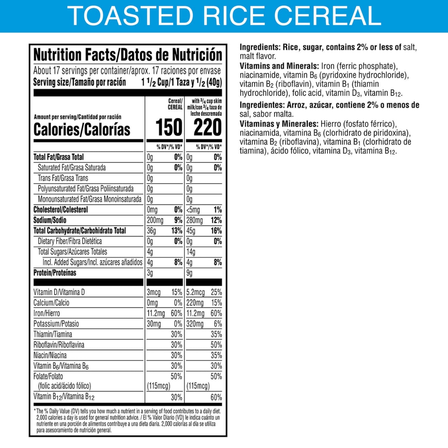 Kellogg's Rice Krispies Cold Breakfast Cereal, 8 Vitamins and Minerals, Rice Krispies Treats, Giant Size, Original, 24oz Box (1 Box)