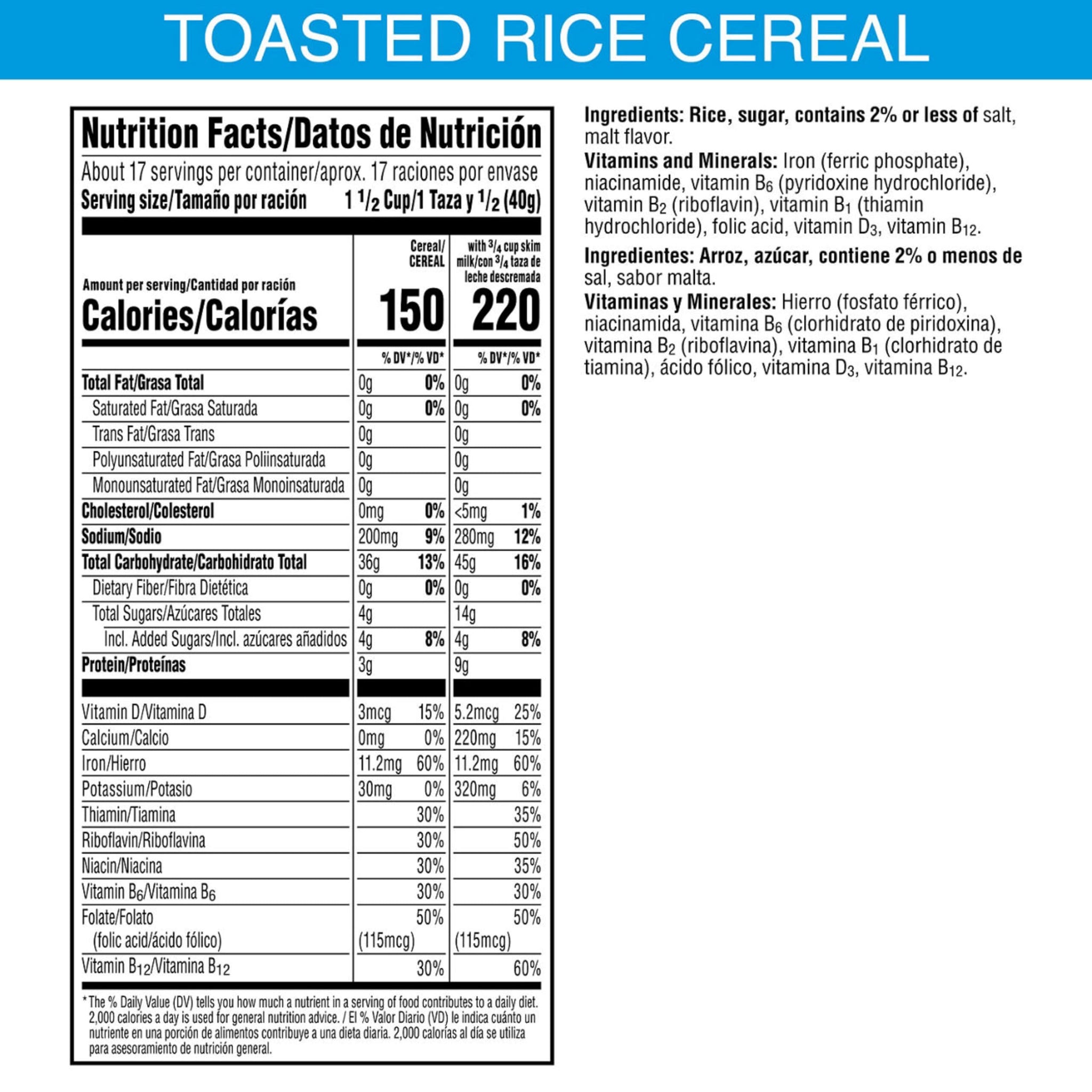 Kellogg's Rice Krispies Cold Breakfast Cereal, 8 Vitamins and Minerals, Rice Krispies Treats, Giant Size, Original, 24oz Box (1 Box)