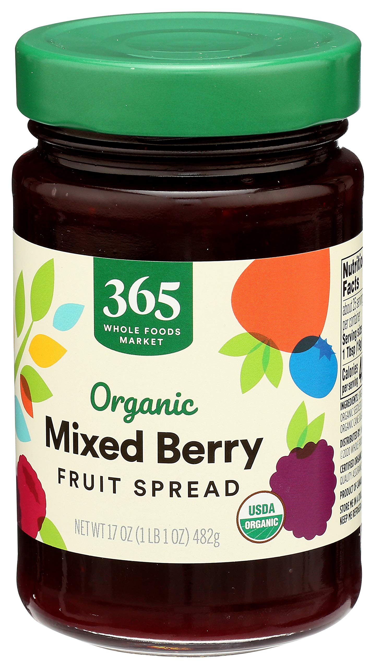 365 by Whole Foods Market, Organic Mixed Berry Fruit Spread, 17 Ounce