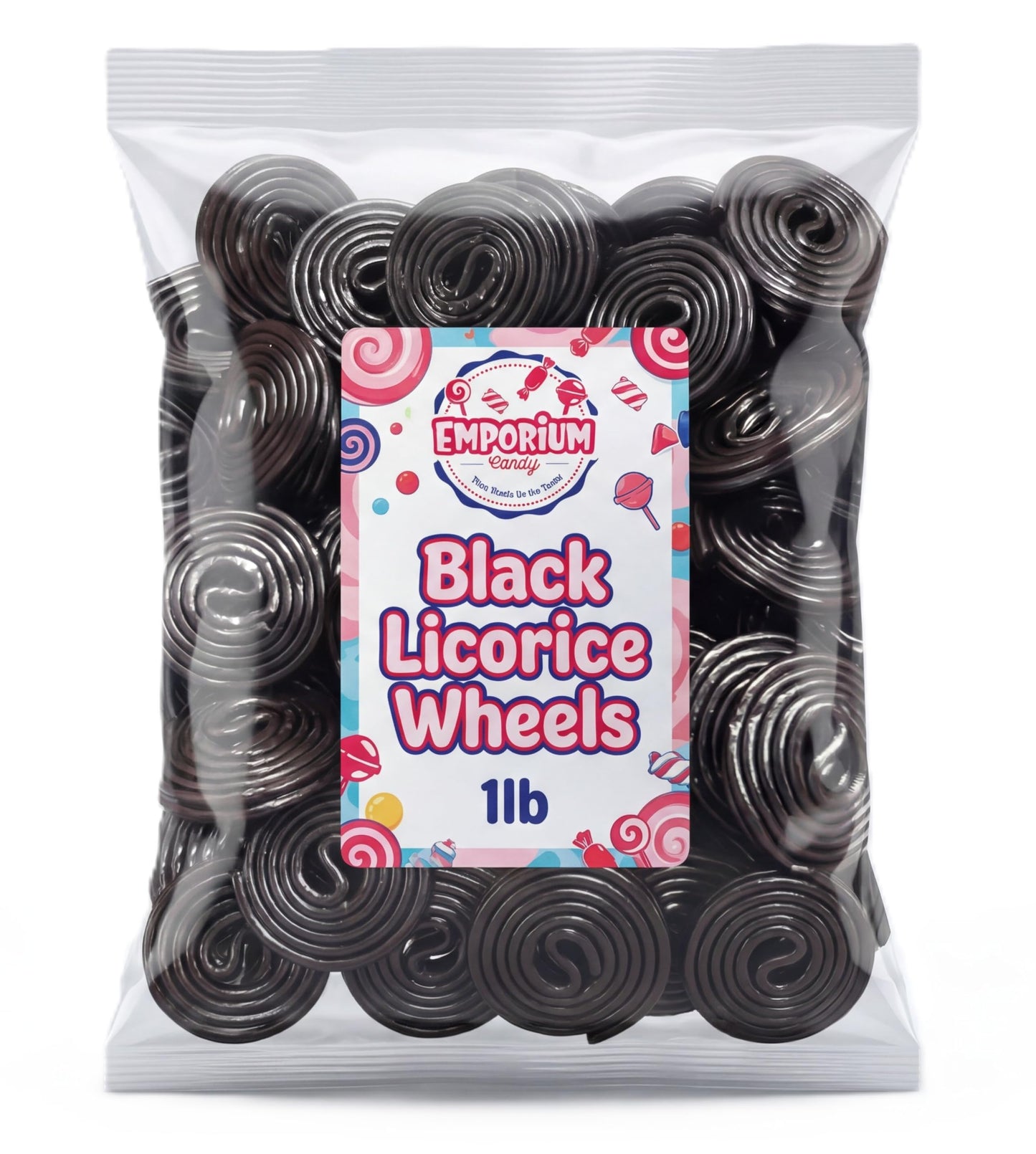 Black Licorice Wheels Candy 1 lb Bulk Bag Soft Chewy Gourmet Spirals Classic Flavor Fresh. Perfect for Snacking Sharing Buffets