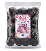 Black Licorice Wheels Candy 1 lb Bulk Bag Soft Chewy Gourmet Spirals Classic Flavor Fresh. Perfect for Snacking Sharing Buffets
