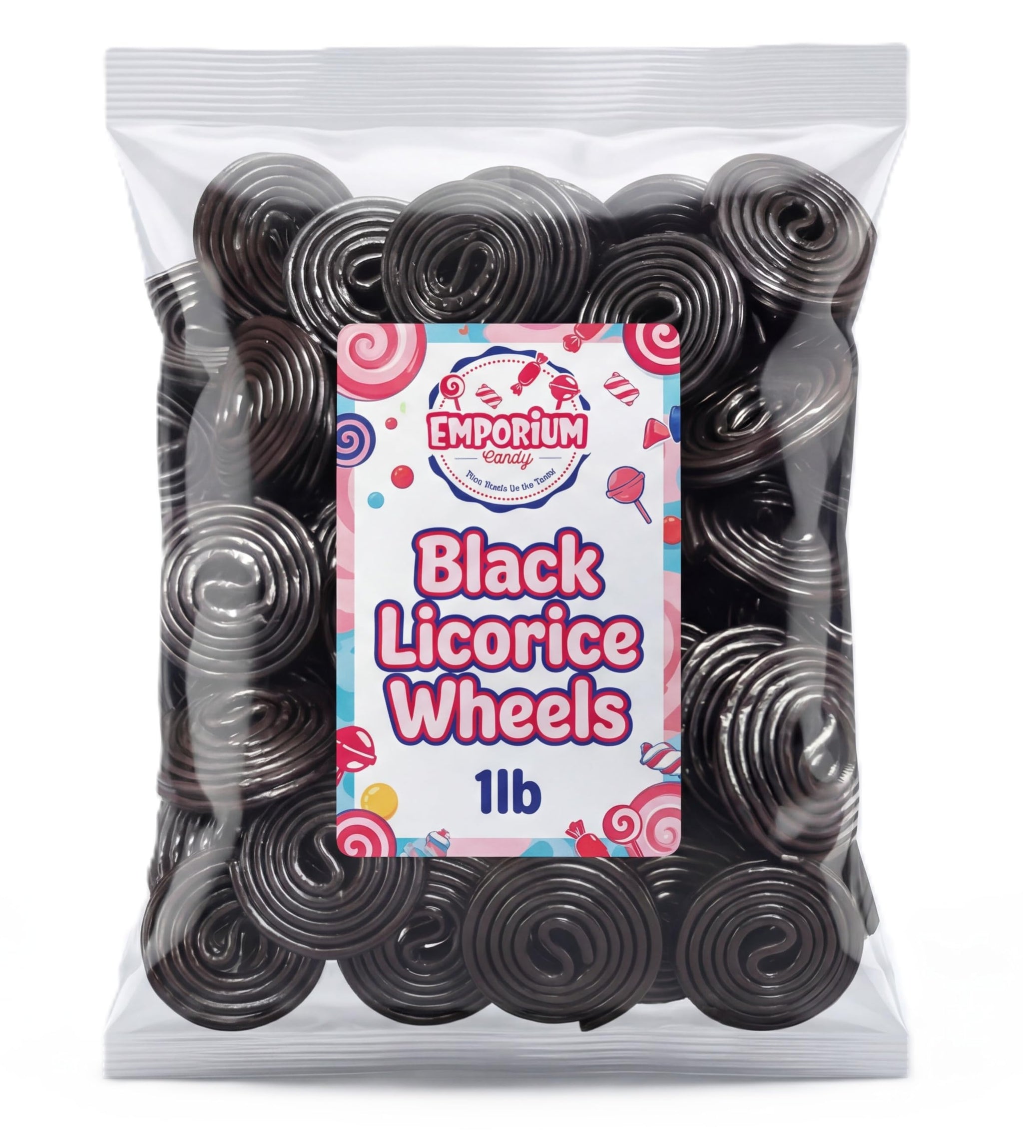 Black Licorice Wheels Candy 1 lb Bulk Bag Soft Chewy Gourmet Spirals Classic Flavor Fresh. Perfect for Snacking Sharing Buffets