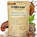 VIBREW GLP-1 Friendly Fiber Supplement- Prebiotic Fiber (6.4g) + Low-Caffeine Organic Arabica + Matcha + Mushrooms for Focus, Energy, Gut Health