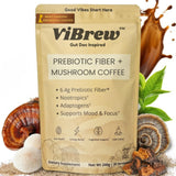 VIBREW GLP-1 Friendly Fiber Supplement- Prebiotic Fiber (6.4g) + Low-Caffeine Organic Arabica + Matcha + Mushrooms for Focus, Energy, Gut Health