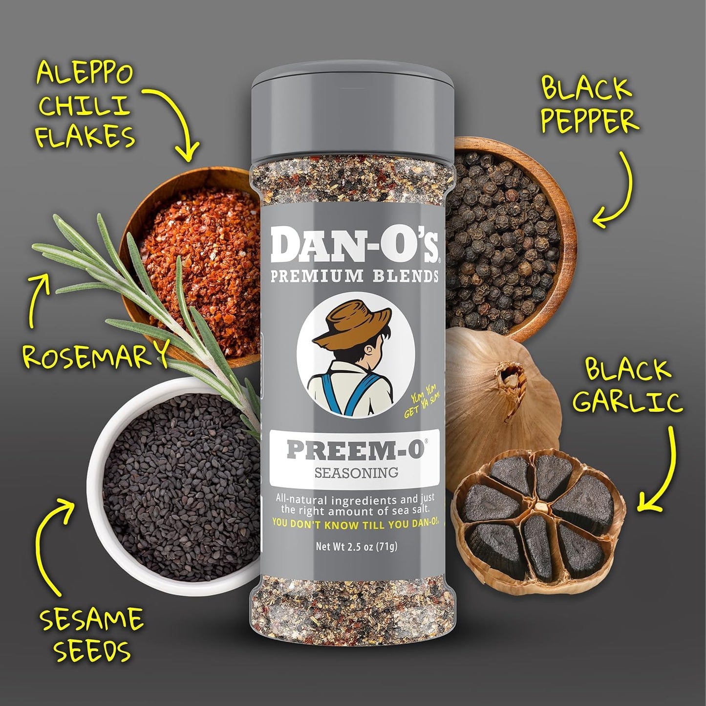 Dan-O’s All Star Seasoning Variety Pack - 5 Bottle Set - Original, Cheesoning, Preem-O, Cajun & Tac-O - All Purpose Spice Blends for Meat, Seafood