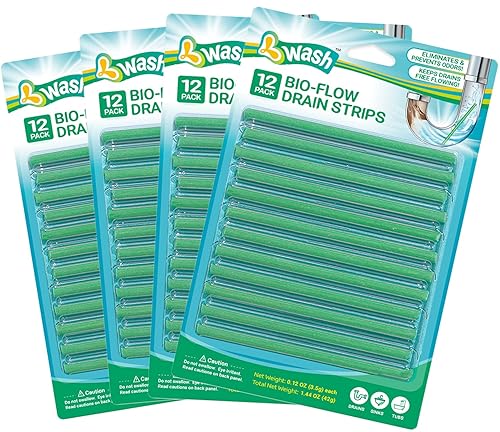 Bio-Flow Drain Strips - 48 Strips | Drain Cleaner & Odor Remover Drain Sticks