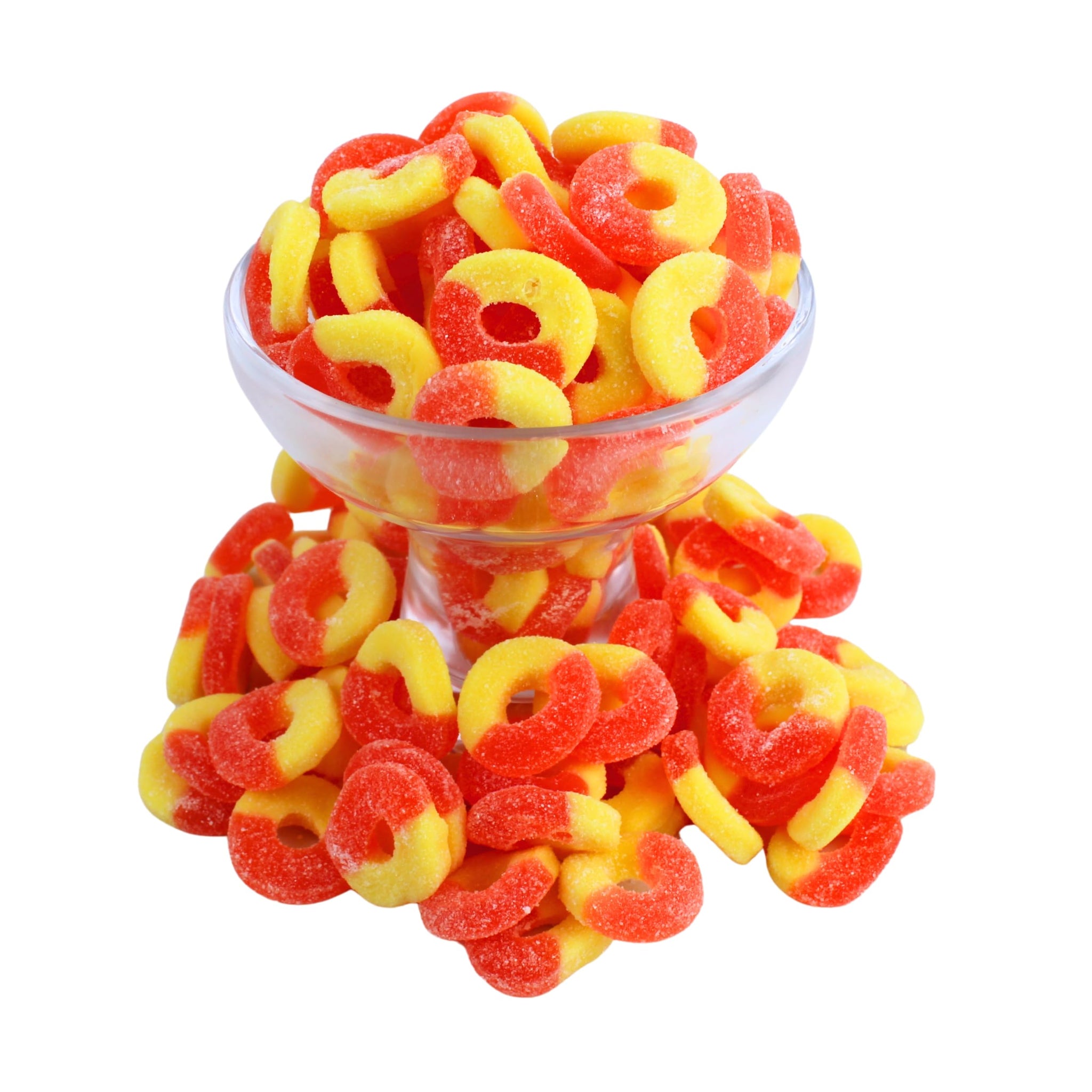 Gummy Peach Rings - Fresh, Soft, and Chewy Sugar Dusted Gourmet Peach Rings Candy Bulk, by Queen City Candy Cave (1 Pound)