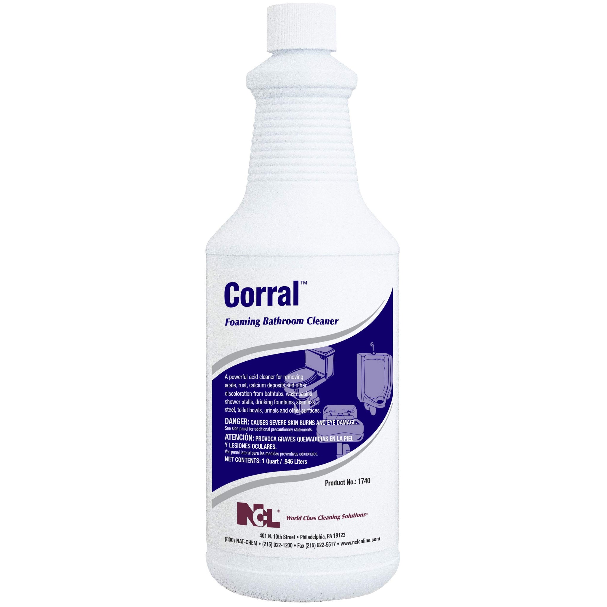 National Chemical Laboratories CORRAL Foaming Bathroom Cleaner 12/32 oz (1 Qt.) Case (NCL1740)