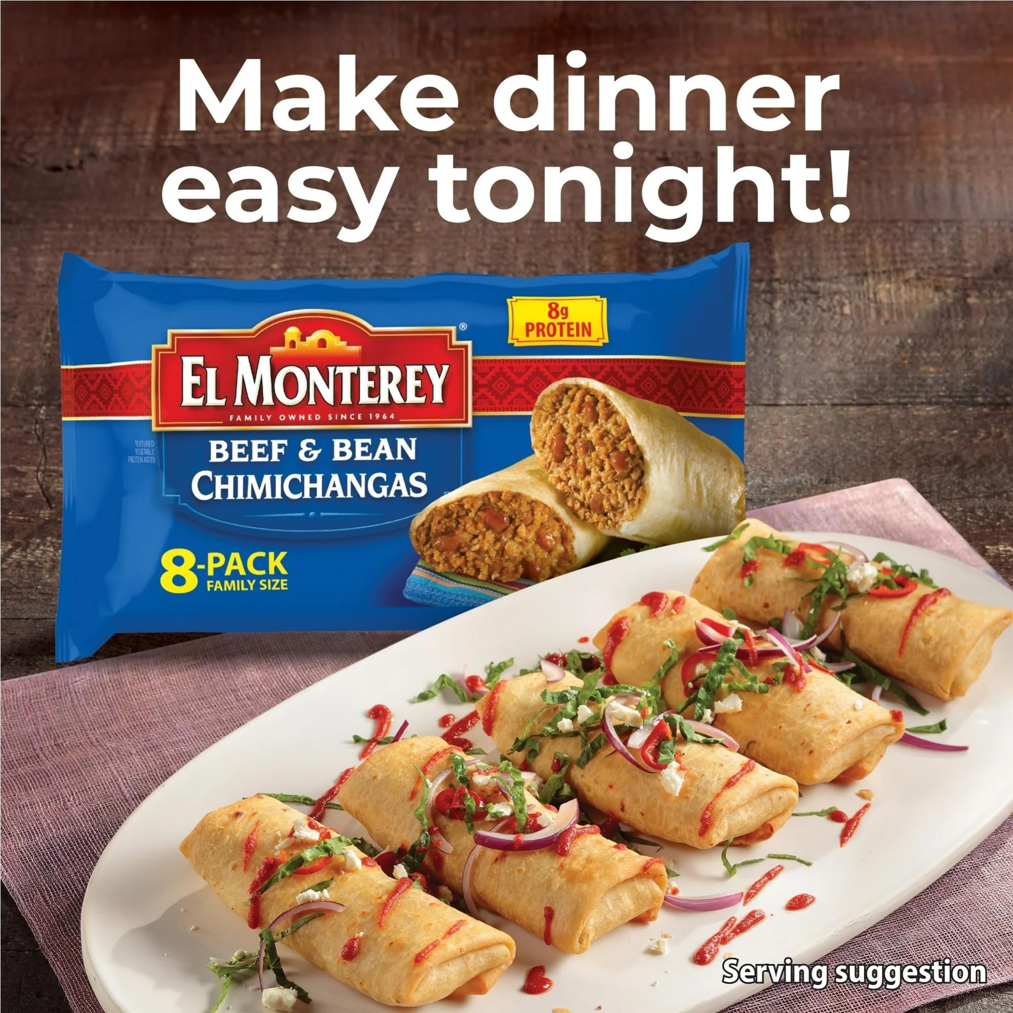 Salutem Vita - Beef & Bean Chimichangas, Frozen Mexican Food Gift Set - Pack of 2